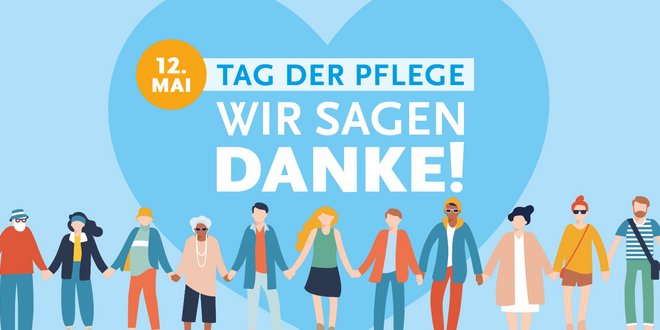 Tag der Pflege Personenkette mit Herz